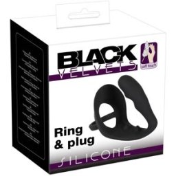 Black Velvets Anello per pene/testicoli con plug anale “Ring & plug” Potenziatore dell'erezione 1 pz Dilatatore