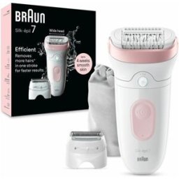 Braun Silk-épil 7 7-030, Epilatore Elettrico Donna Per Una Epilazione Semplice, Bianco/Rosa 1 St