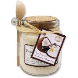 Florex - Sali da bagno in vetro con cucchiaio legno, cocco-vaniglia 300 g