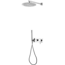 Aquapro KIT DOCCIA INCASSO ACQUAPRO KENZIA CROMO CON PIASTRA CON MISCELATORE 2 VIE E PRESA ACQUA