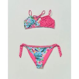 4Giveness Bikini con top in fantasia animalier fucsia e fantasia jungle in tessuto stretch