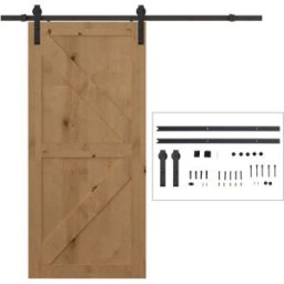 Homcom Binario per Porta Scorrevole Kit Accessori con Binario e Rulli Tappi in Stile Rustico Portata 90kg Acciaio al Carbone Nero Aosom