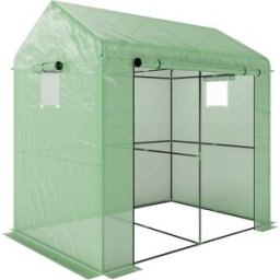 Outsunny Serra da Giardino a 2 Sezioni con Porta e Finestre Avvolgibili, in Acciaio e PE, 200x140x200 cm, Verde Aosom