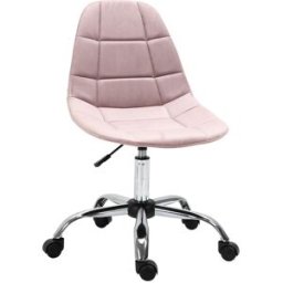 Vinsetto Sedia da Ufficio con Rotelle Girevole Ergonomica, Altezza Regolabile, Senza Braccioli, in Tessuto Effetto Velluto, Rosa Aosom