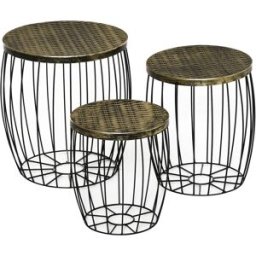 Outsunny Set 3 Tavolini da Giardino Impilabili, Stile Industriale, in Metallo, Arredamento Esterno Moderno, Nero. Aosom