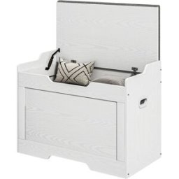 Homcom Panca Contenitore da 103L Multifunzione in Legno con Cuscino in Tessuto, 75x40x56cm, Bianco