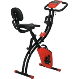 Homcom Cyclette Pieghevole 2 in 1, Resistenza Magnetica Regolabile 8 Livelli, Bici da Fitness con Sensore di Frequenza Cardiaca, Rosso Aosom