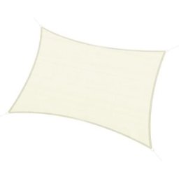 Outsunny Vela Ombreggiante Rettangolare 3x4m, Protezione Raggi UV 90%, Resistente e Impermeabile, con Anelli a D in Acciaio, Crema Aosom