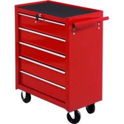Homcom Carrello Cassettiera Porta Utensili per officina Carrello da Officina Cassettiera con Ruote, rosso, 67.5x33x77cm Aosom