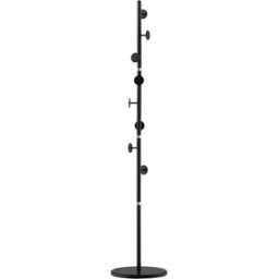 Homcom Appendiabiti da Terra con 8 Ganci, Attaccapanni per Ingresso e Camera da Letto in Acciaio con Base in Marmo, 35x35x170cm, Nero Aosom
