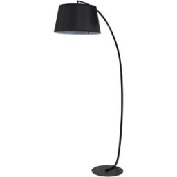 Homcom Lampada da Terra con Paralume Rivestito in Tessuto e Base in Metallo, Interruttore a Pedale, Φ47 x 105 x 190cm, Nera Aosom