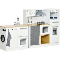 Homcom Cucina Giocattolo per Bambini 3-6 Anni con Utensili Luci e Suoni in MDF e PP Divertente e Istruttiva per Gioco di Ruolo Aosom