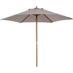 Outsunny Ombrellone da Giardino a 6 Stecche in Legno e Tessuto Poliestere, 2.5x2.3m, Grigio Aosom