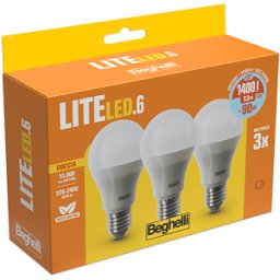 Beghelli Lampadina LED 3PZ LITLED6GOC13WE27-6.5K