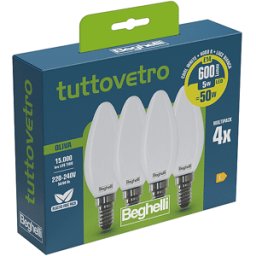 Beghelli Lampadina LED 4PZ TVLED OLIVA 5WE14-4K