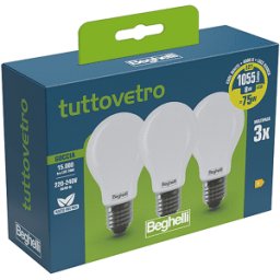 Beghelli Lampadina LED 3PZ TVLED GOC 8WE27-4K