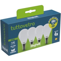 Beghelli Lampadina LED 4PZ TVLED SFERA 5WE14-4K