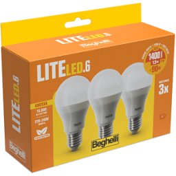 Beghelli Lampadina LED 3PZ LITELED6 GOC13WE27-3K