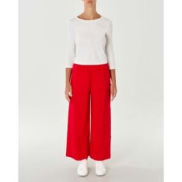 Jurerê Pantaloni rossi in bengalina di viscosa stretch dalla linea wide con elastico inserito in vita