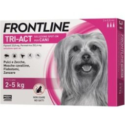 Frontline Tri-Act 3 pipette per cani da 2 a 5 kilogrammi - trattamento antiparassitario insetticida e repellente