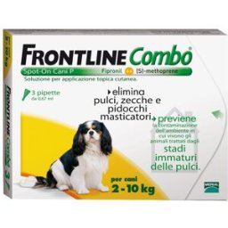 Frontline combo spot on 3 pipette da 0,67 millilitri per cani da 2 a 10 kilogrammi
