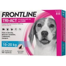 Frontline Tri-Act 3 pipette per cani da 10 a 20 kilogrammi - trattamento antiparassitario insetticida e repellente