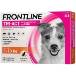Frontline Tri-Act 3 pipette per cani da 5 a 10 kilogrammi - trattamento antiparassitario insetticida e repellente