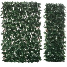 Outsunny Siepe Artificiale a 2 Sezioni da 356 Foglie di Edera, in Poliestere e Rattan, 200x100 cm, Verde e Marrone