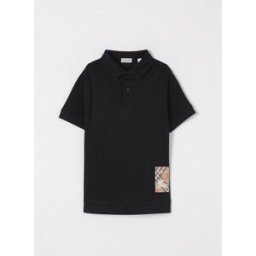 Burberry Polo in cotone con logo Nero Taglia 10