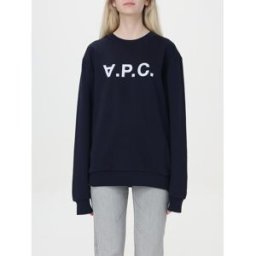 A.p.c. Felpa di cotone con logo A. p.c. Blue Navy Taglia S