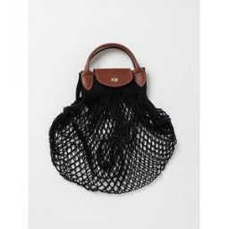 Longchamp Borsa Le Pliage Filet L in mesh a rete e pelle a grana Nero Taglia OS