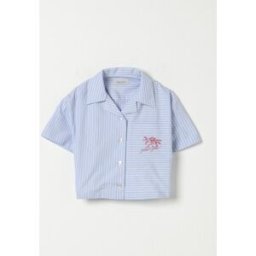 Golden Goose Camicia a righe cropped in cotone Blue Taglia 10