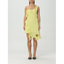Acne Studios Abito in raso con volant Giallo Taglia 36