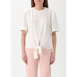 Pinko T-shirt con nodo in misto cotone Bianco Taglia M