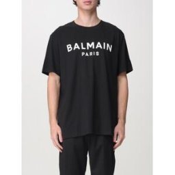 Balmain T-shirt in cotone con logo Nero Taglia S