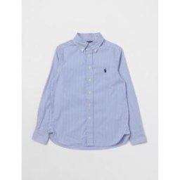 Ralph Lauren Camicia in popeline di cotone a righe Celeste Taglia 10