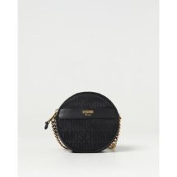 Moschino Borsa in pelle e tessuto con logo jacquard Nero Taglia OS