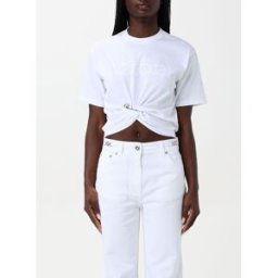 Versace T-shirt crop in cotone con logo Bianco Taglia 42