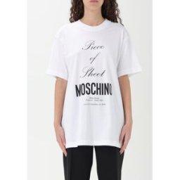 Moschino T-shirt in cotone con stampa slogan Bianco Taglia M