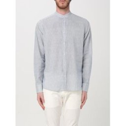 Manuel Ritz Camicia in cotone e lino a righe Blue Taglia 43