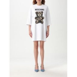 Moschino Abito a t-shirt in cotone con stampa Teddy Bianco Taglia 40