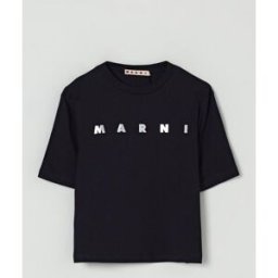Marni T-shirt in cotone con logo Nero Taglia 10