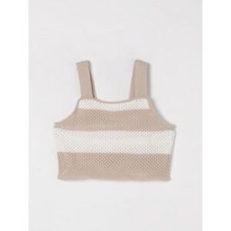 Max & Co Top in cotone traforato a righe Naturale Taglia 16