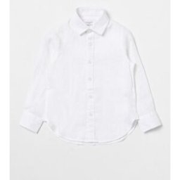 Jeckerson Camicia in lino con logo ricamato Bianco Taglia 2