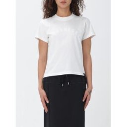 Courrèges T-shirt in jersey con logo Bianco Taglia M