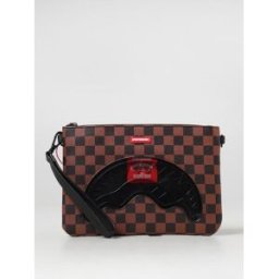 Sprayground Pochette in cotone spalmato saffiano con motivo check all over Nero Taglia OS