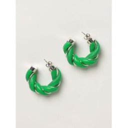 Bottega Veneta Orecchini a cerchi in nappa intrecciata Verde Taglia OS