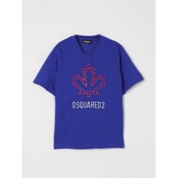 Dsquared2 T-shirt in cotone con maxi logo foglia d'acero Blue Taglia 12