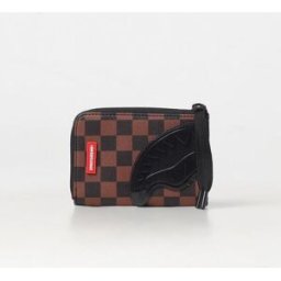 Sprayground Portafoglio in cotone spalmato saffiano con check all over Marrone Taglia OS