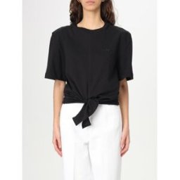 Pinko T-shirt con nodo in misto cotone Nero Taglia S